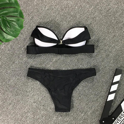 2025 Woman Separate Swimsuit Beach Outfits High Waist Sexy Bikini Set 2 Pieces Plus Size Bathing Suit Feminine Women's Swimwear