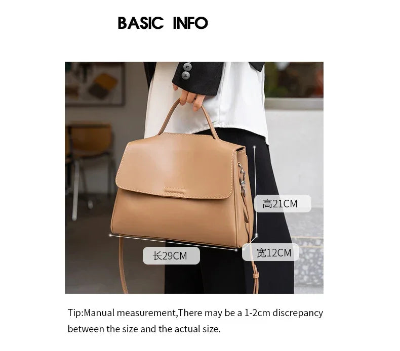 Women's Cowhide Genuine Leather Shoulder Bag Female Fashion Luxury Designer Handbags Ladies Commuting Large Capacity Bucket Bags