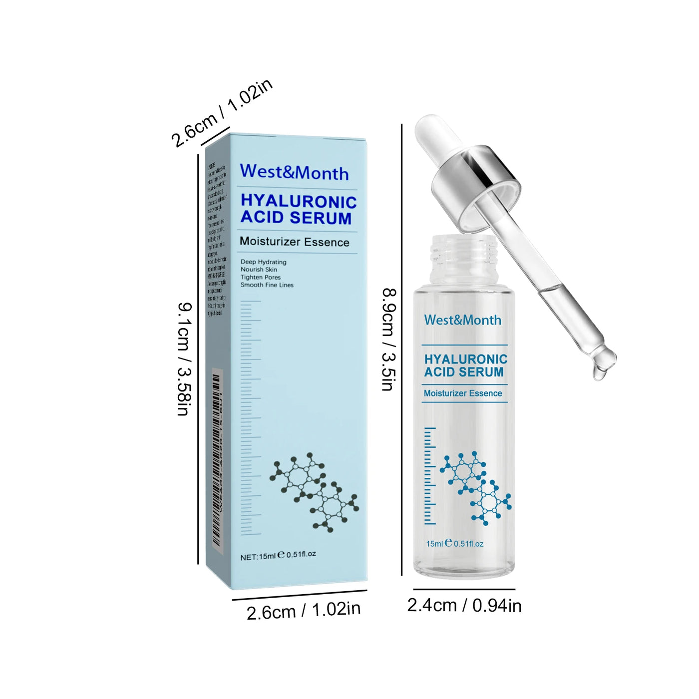 Hyaluronic Acid Facial Serum Fade Fine Line Wrinkle Shrink Pores Tightening Nourishing Deep Moisturizing Facial Skin Essence