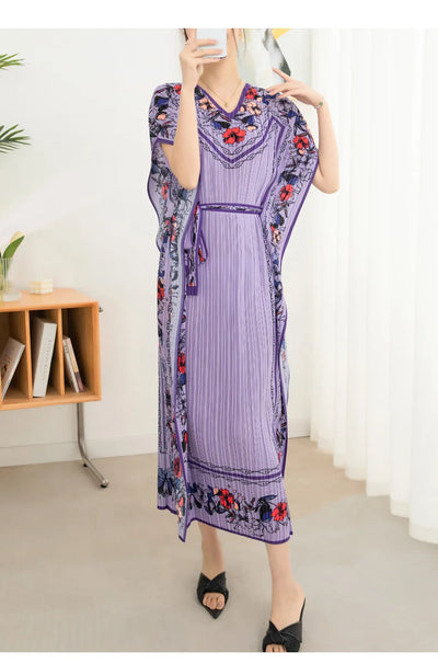 2025 Spring Summer Women's New Sexy One Shoulder Off Shoulder Fashion Red Flower Printed Lace Up Waist Long Swing Dress