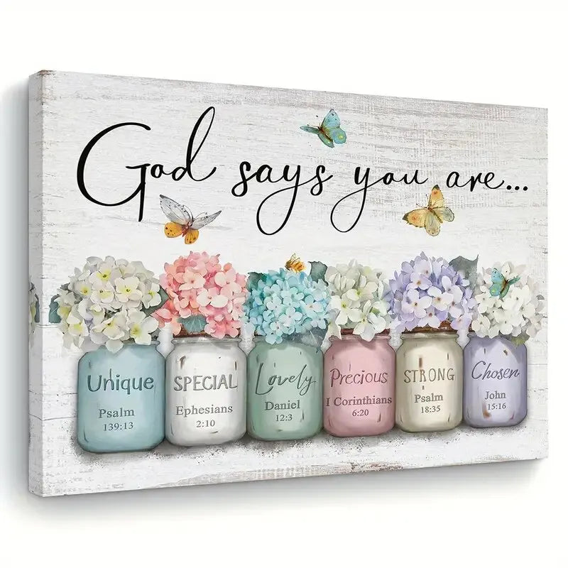 It reads "God Says you are a wall" in English, an artistic printed canvas painting - wall home decoration