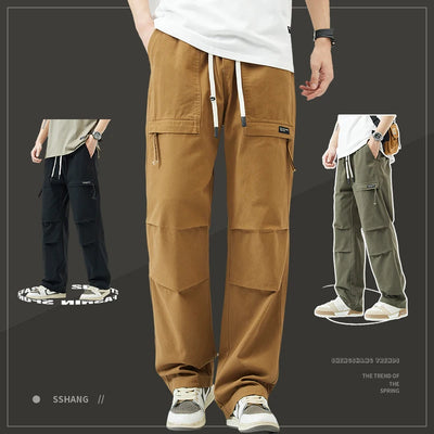 Trousers Male Y2k American Casual Multi-bag Loose Straight Trousers Sport Men's Clothing Male Jeans Pants New in Pants Man Set