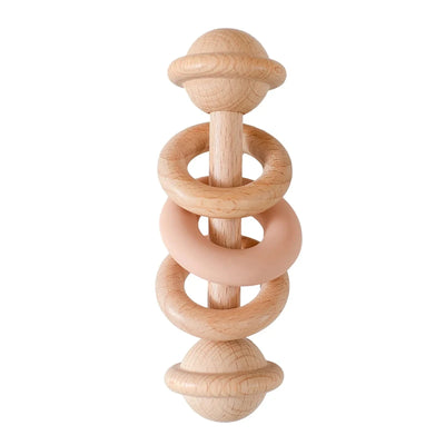 Baby Toys Wooden Rattles Silicone Ring Baby Rattles and Mobiles 0 12 Months Sensory Toys for Baby  Wooden Teether for Baby Gifts