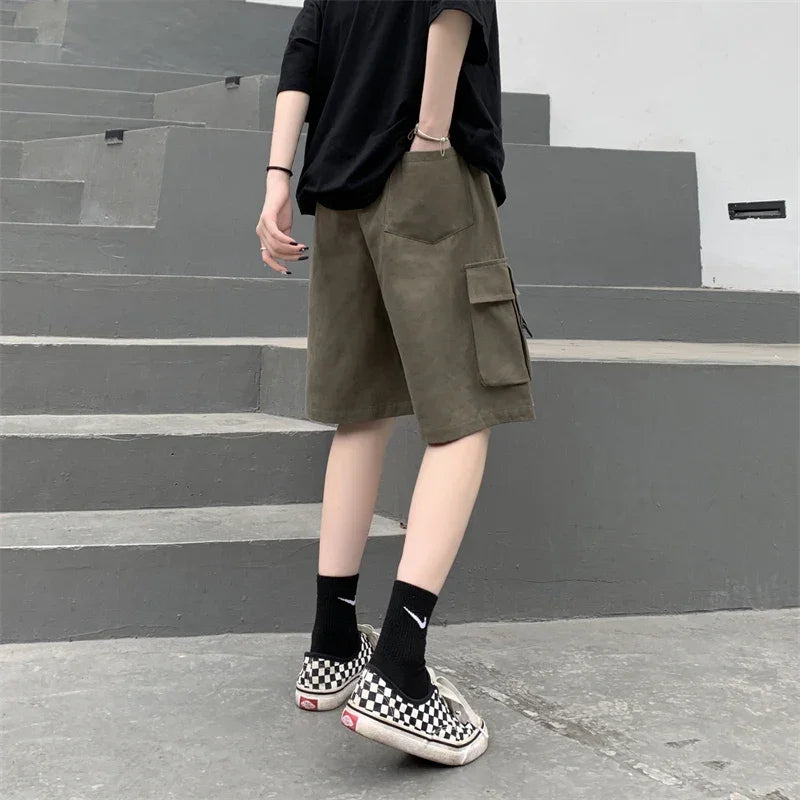 Women's Summer Cargo Shorts Elastic Waist Drawsting Comfy Cotton Loose Shorts