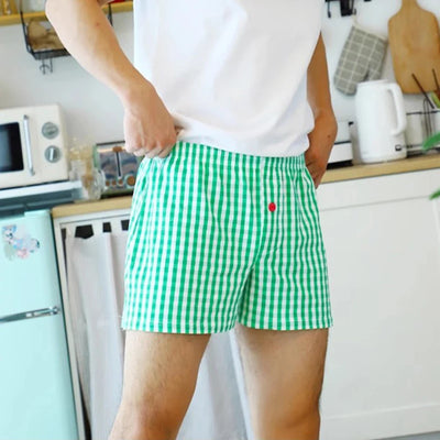 Men's Cotton Arrow Boxers Casual Plaid Elastic Waist Underwear Summer Loose Breathable Beach Pants Boxer Shorts Youth Panties