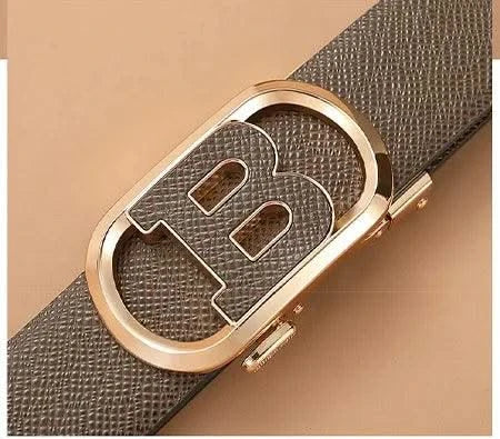 Men's Automatic Split Leather Buckle Belt | Versatile, Business, Casual Pants Belt | Middle-aged and Young Men