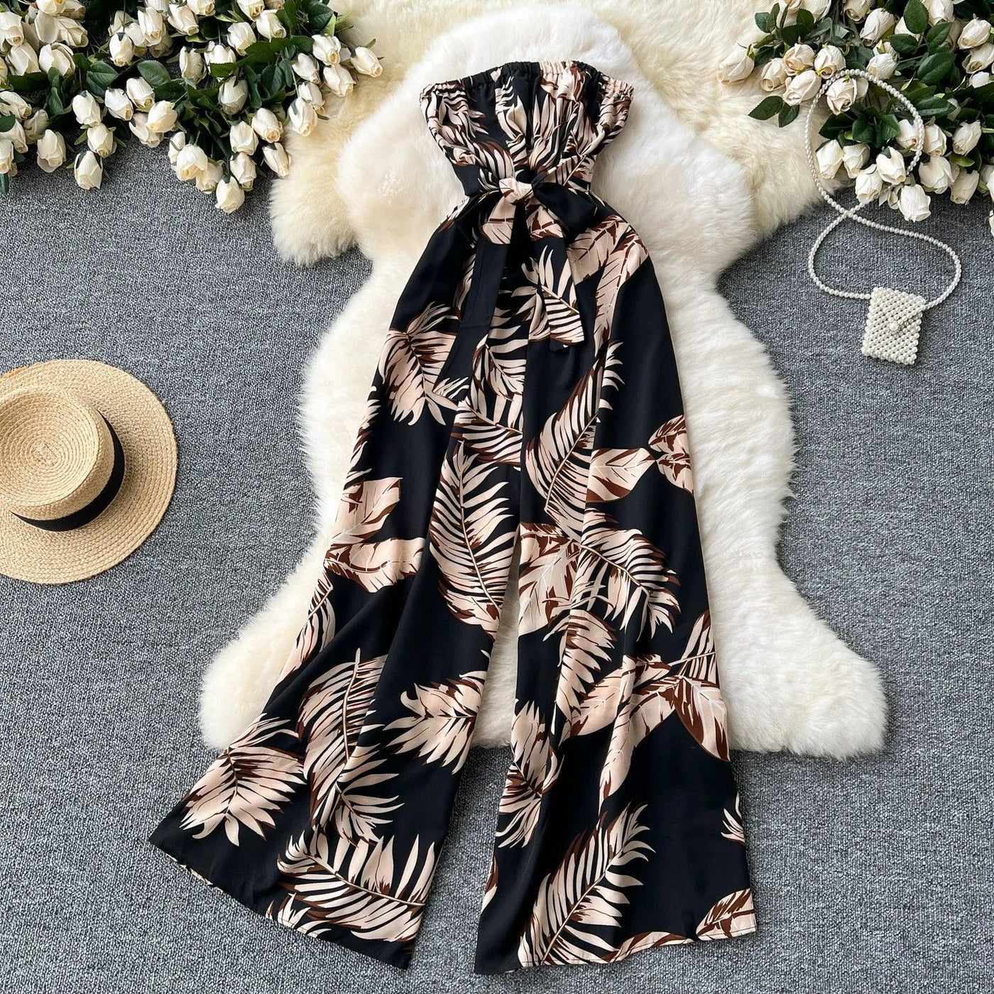 Women's Jumpsuit Elegant Sexy Suspender Printed Jumpsuits Casual Hip Waist Overalls Romper For Women Spring Summer 2024