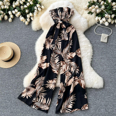 Women's Jumpsuit Elegant Sexy Suspender Printed Jumpsuits Casual Hip Waist Overalls Romper For Women Spring Summer 2024