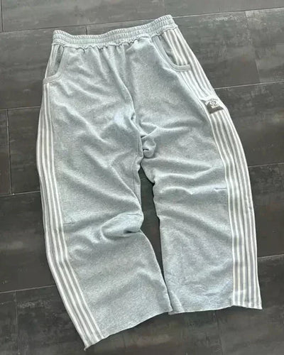 Harajuku embroidery pattern baggy pants retro loose sweatpants women joggers women pant leg zipper hip hop casual crop pants