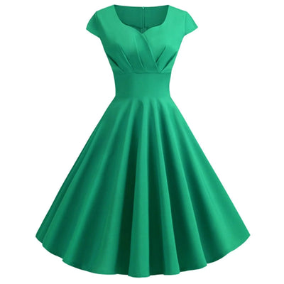Pink Summer Elegant Party Midi Dress Women V Neck Vintage Robe Elegant Vintage Rockabilly Pin Up Party Office Midi Dresses