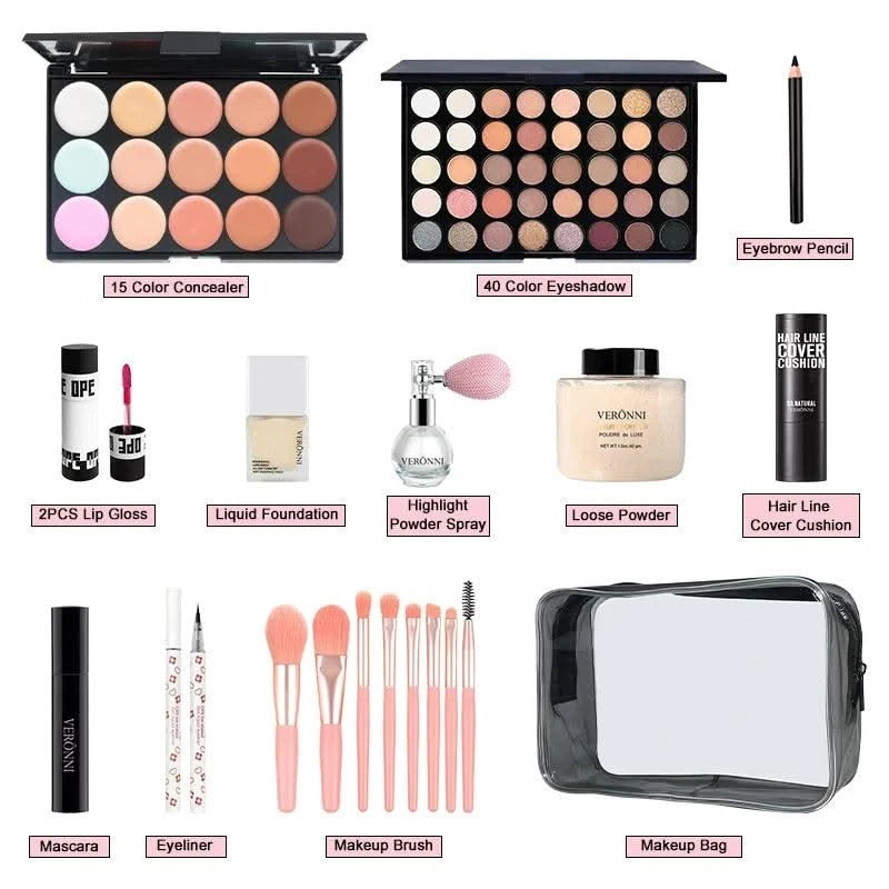 All In One Makeup Kit for Women Full Kit Set Include Eyeshadow Eyebrow Eyeliner Lip gloss Concealer