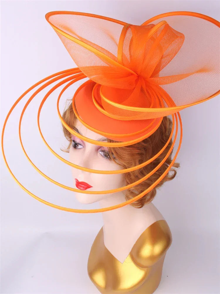 Big Fascinator Hat Royal Ascot Pillbox Caps Wedding Mesh Headpiece Women Party Banquet Chapeau Cap Headband Ladies Millinery