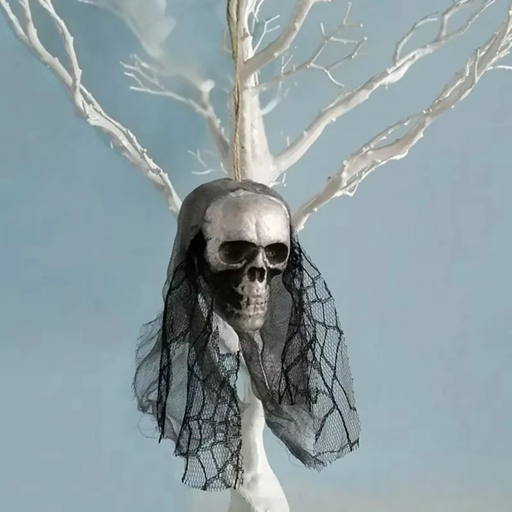 Halloween Skull Decorations,Foam Skull Hanging Ornaments,Bride Clothes Bone Head ,Haunted House Horror Decoration Props
