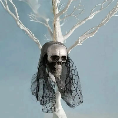 Halloween Skull Decorations,Foam Skull Hanging Ornaments,Bride Clothes Bone Head ,Haunted House Horror Decoration Props