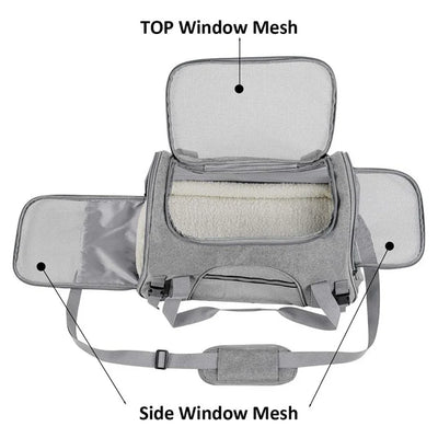 Soft Pet Carriers Portable Breathable Foldable Bag Cat Dog Carrier Bags Outgoing Travel Pets Handbag with Locking Safety Zippers