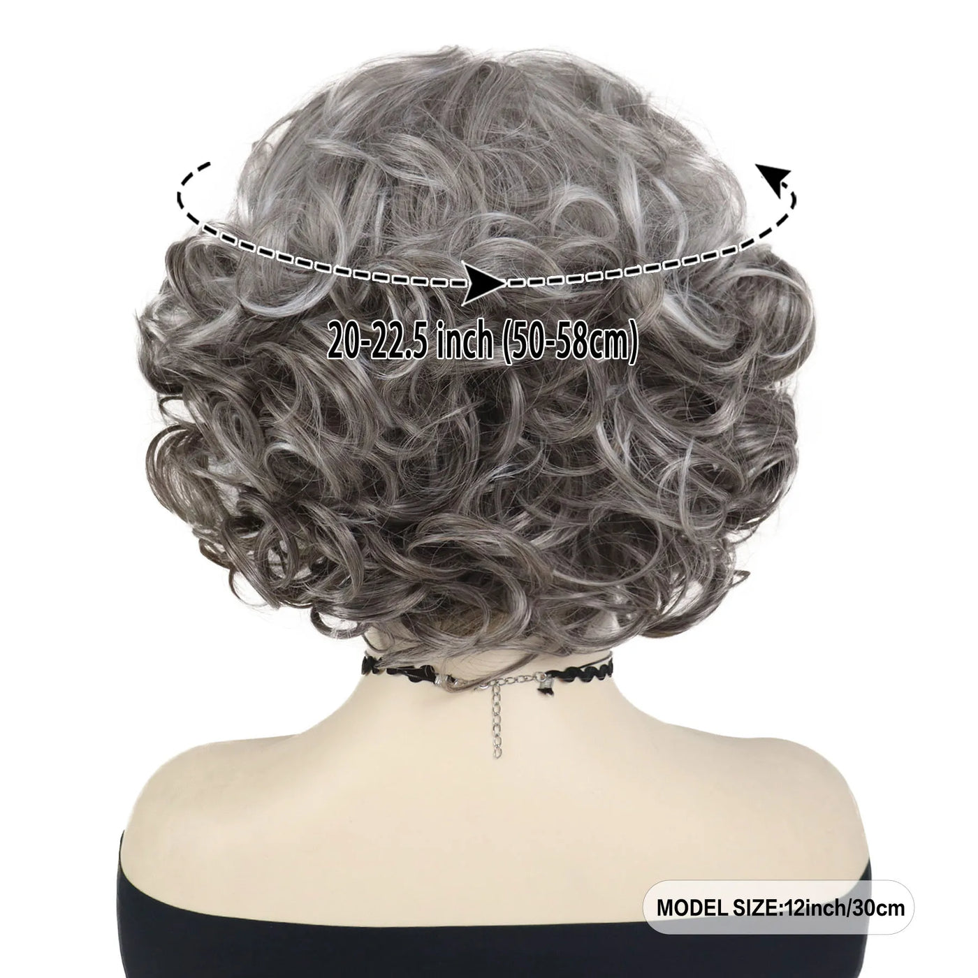 Short Curly Wigs for Women Synthetic Hair Grey Wig with Side Bangs Ombre Color Gray Wigs for Lady Dress Up Costume Party Cosplay