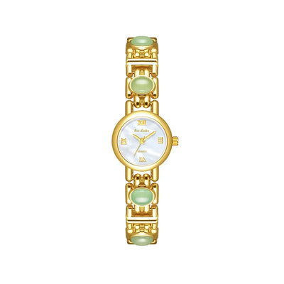 2025 High-End Vintage Woman Watches Fashion Elegant Natural Jade Stones Quartz Watch Retro Waterproof Hand Clock Gifts
