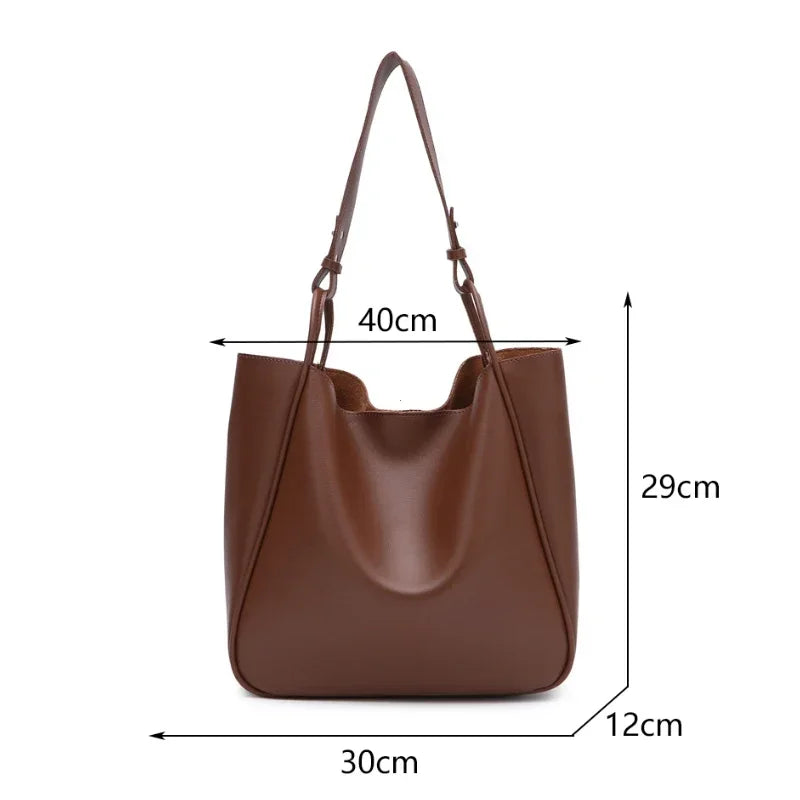 Luxury Tote Bag Woman 2025 Trend Large Capacity Female Shoulder Bag High Quality Leather Simple Designer Woman Handbag Purse
