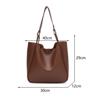 Luxury Tote Bag Woman 2025 Trend Large Capacity Female Shoulder Bag High Quality Leather Simple Designer Woman Handbag Purse
