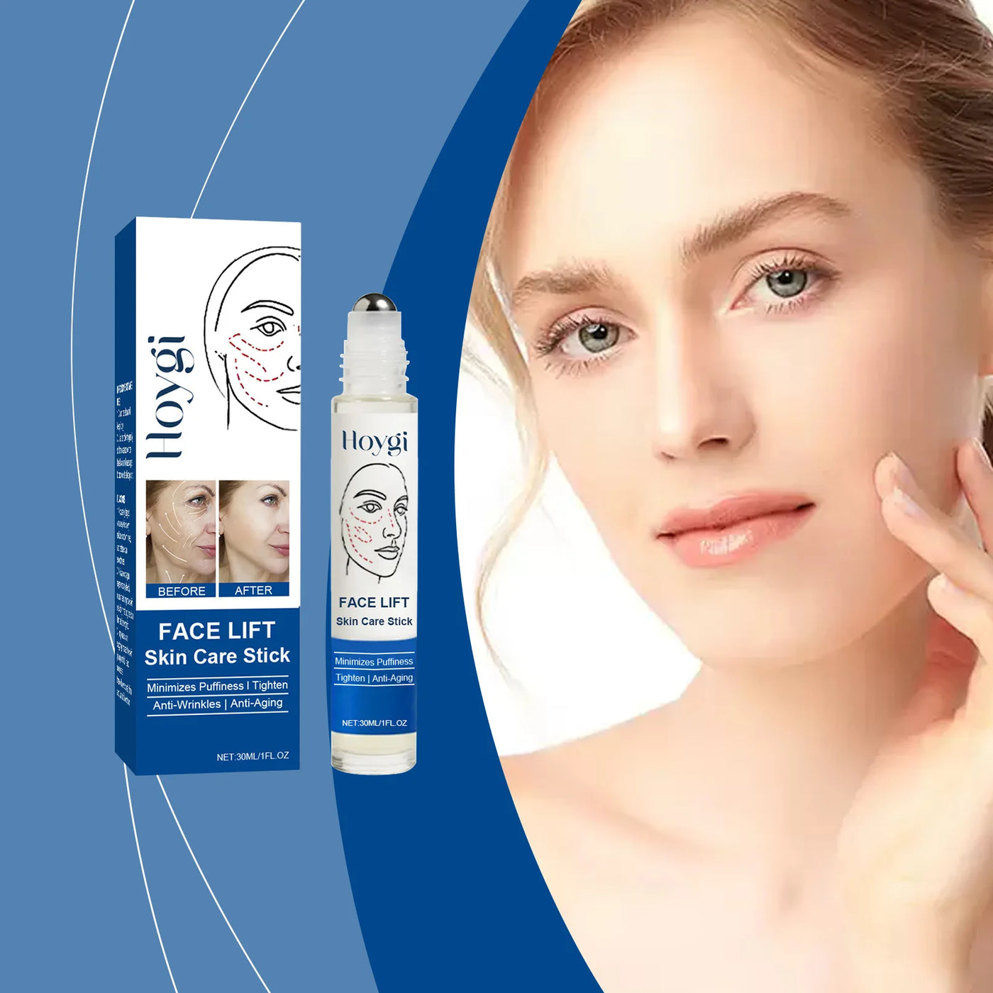 Face Lifting Serum Stick Tightening Increase Elasticity Improve Sagging Skin Fade Fine Lines Anti Acne Smoothing Essence Roll-On