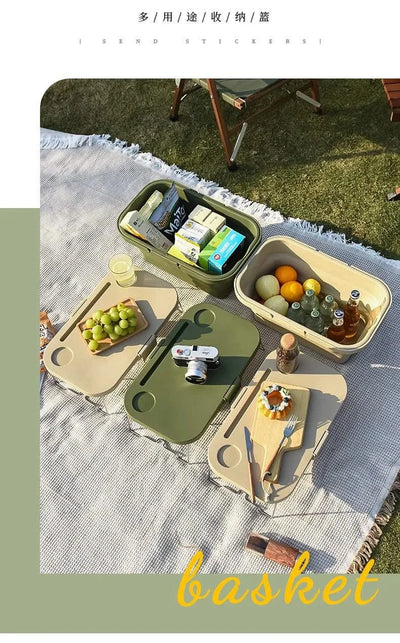 garden  Multi functional hand-held basket storage box for picnic, outdoor camping, picnic basket set, folding water bucket