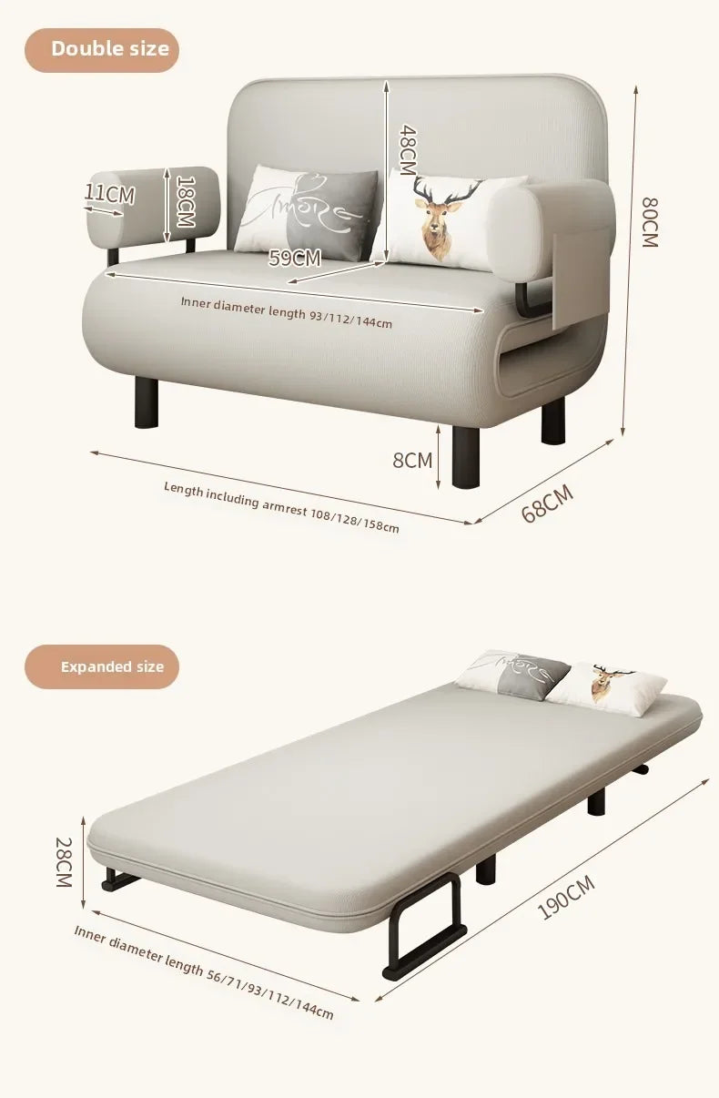 Sofa bed folding dual-purpose small apartment living room Internet celebrity telescopic bed single balcony