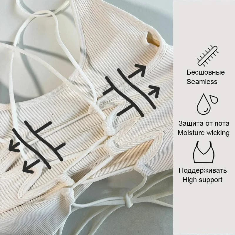 Yoga Sports Bras for Women Open Back Design Padded Crop Top
