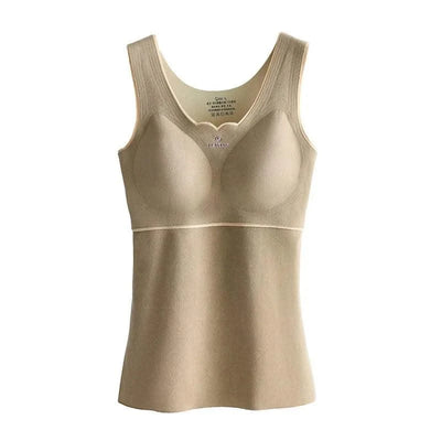 Thermal Underwear Velvet Vest Winter Women’s Solid Bottom with Chest Pad Camisole Slim Warm Sling Vest Female Thermal Underwear