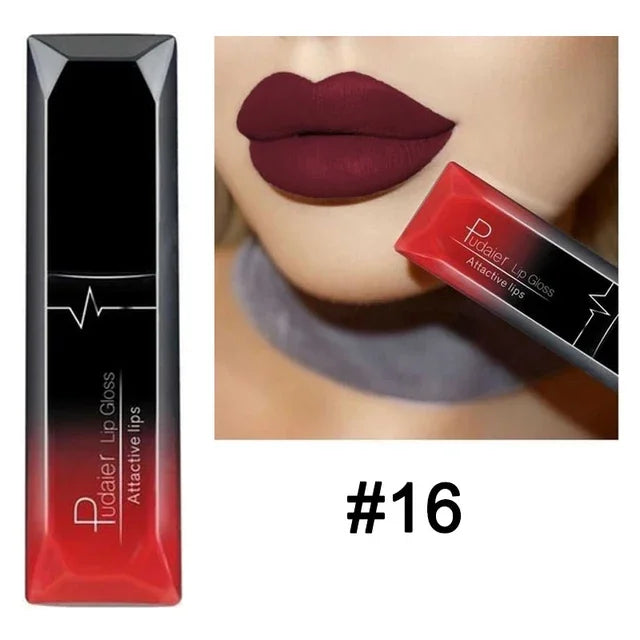 Waterproof Nude Matte Velvet Glossy Lip Gloss Lipstick Lip Balm Sexy Red Lip Tint 21 Colors Women Fashion Makeup Lipstick Tube