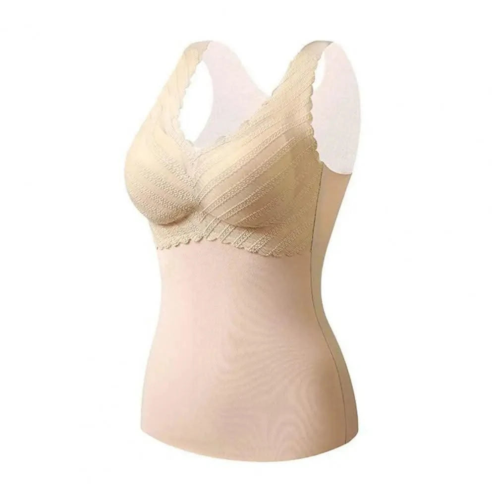 Thermal Underwear Vest Padded Vest Thermo Seamless Lace Velvet Lining Tube Top Bottoming Vest Women Winter Warm Undershirt
