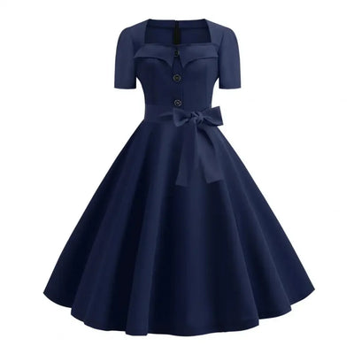 Women Vintage Dress Summer 50s 60s Retro Pin Up Swing Rockabilly Vestidos Elegant Black Polka Dot Office Party Dress
