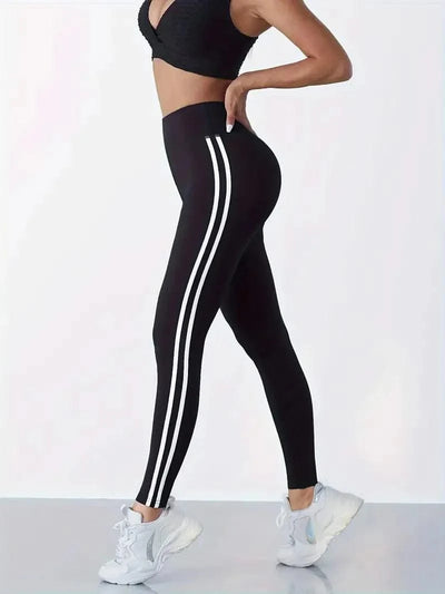 Women Side Stripe Sports Fitness Yoga Leggings Activewear