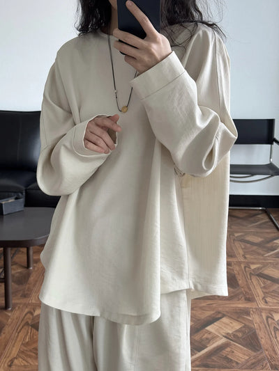 2025 Women Spring Two Pieces Suits Long Sleeve Cotton Blouses With Long Pants Wide Leg Two Pieces Sets Boho Suits Ladies Outfits