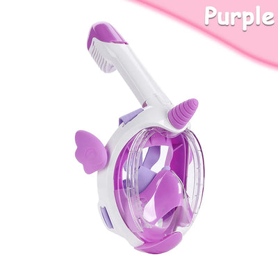 Unicorn Full Face Snorkel Mask Kids Anti-Fog Waterproof Safe Design Single Breathing Hose Comfort Fit Children Underwater Swim