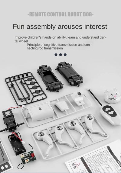 Children's Remote Control Mechanical Robot Dog, Toy Science, Teaching,  DIY Assembling Model Electric Set Toys for Boys Kids