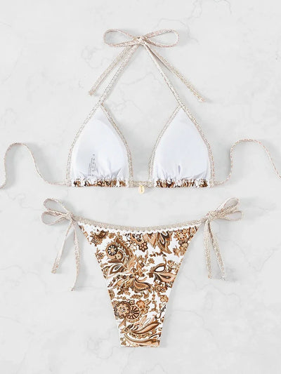 2025 Halter String Triangle Two Piece Bikini Women Swimwear Female Swimsuit Bathers Bathing Swimming Suit Beachwear Summer - Elanique