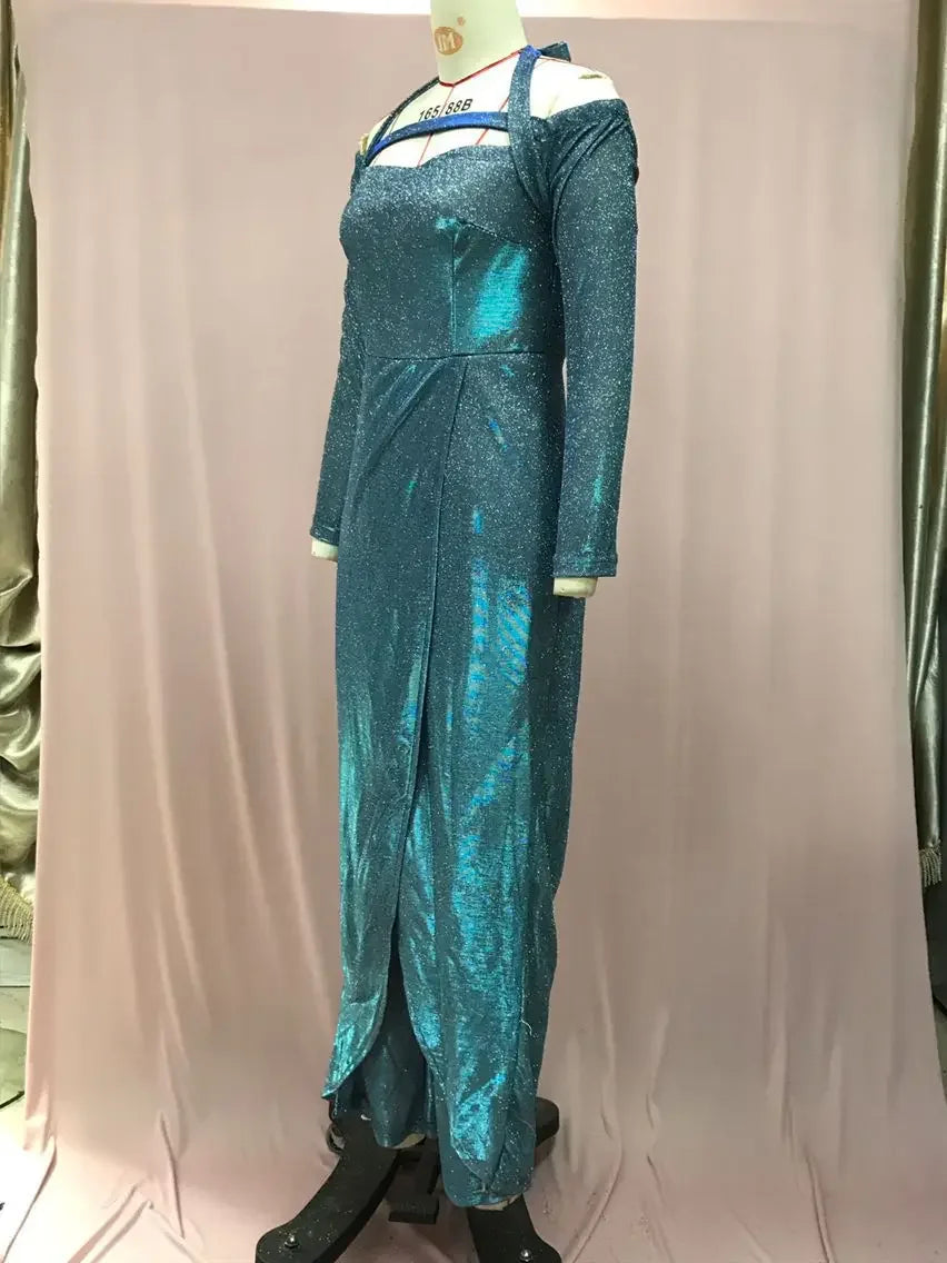 Jumpsuit for Women 2024 Spring Double Sided Sequin Large Skirt with A Bra V-Neck Long Jumpsuits Office Long Pant Swing Jumpsuit