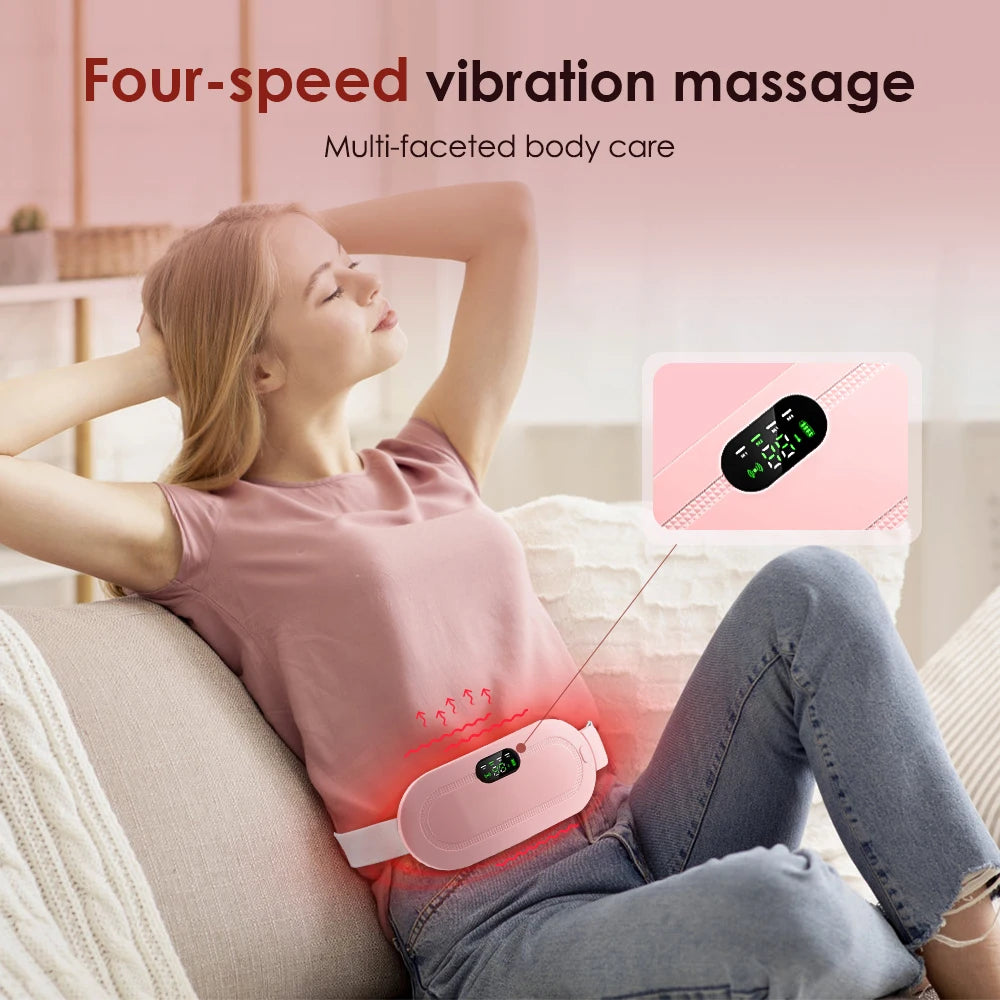 Electric Heating Pad Menstrual Cramp Massager Belt Women Period Care Hot Compress Device Vibration Abdominal Ulter Warmer Belt