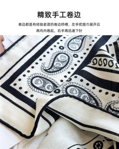 Large Square Wool Blanket Scarf Wraps Women Shawl 132x132CM