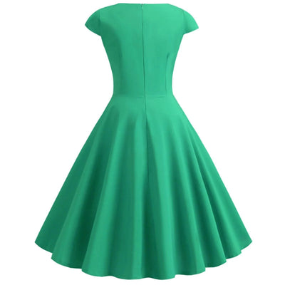 Pink Summer Elegant Party Midi Dress Women V Neck Vintage Robe Elegant Vintage Rockabilly Pin Up Party Office Midi Dresses