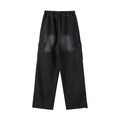 Denim Trousers For Men Adjustable Drawstring Y2k Versatile Baggy Cargo Jeans Men's Hippie Jogging Wide leg Pants Male Streetwear