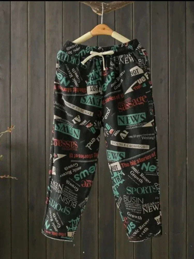 Fashion Printed Cotton Linen Harem Pants for Women 2025 Summer Casual High Waist Calf-Length Loose Trousers Female Streetwear
