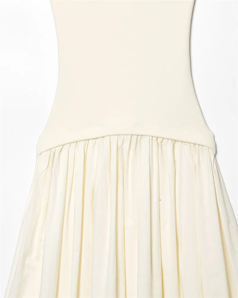 Women's Dress New Summer 2025 White Halterneck Panelled Dress Sexy off-the-shoulder design Elegant temperament Personality