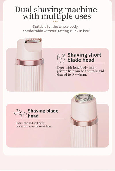 Electric Shaver for Women Female Epilator Electric Hair Removal 2 in 1 Woman's Razor for Body Legs Face Mustache Bikini Trimmer