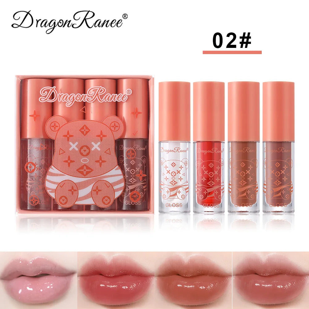 4 PCS Lip Ink Oil Set Hydrating Lip Gloss Pack Kit Moisturizer Waterproof Lip Tint Korean Makeup For Women Cosmetics