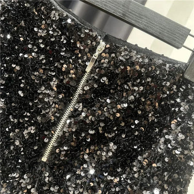 2025 New Summer Spring New Full Sequined Shiny Casual Shorts Heavy Zipper Nightclub Socialite Short Shorts Hot Pants for Women - Elanique