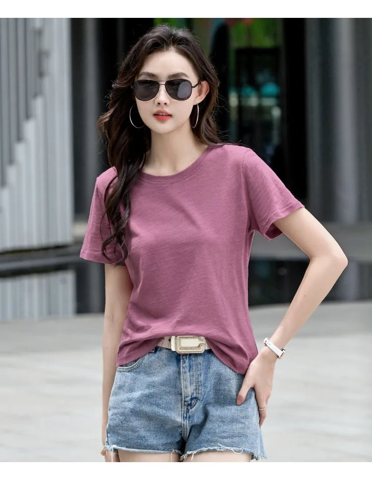 Oversized Summer T shirts for Women Casual Female Korean Streetwear Tees Unisex Basic Solid Young Cool Tops