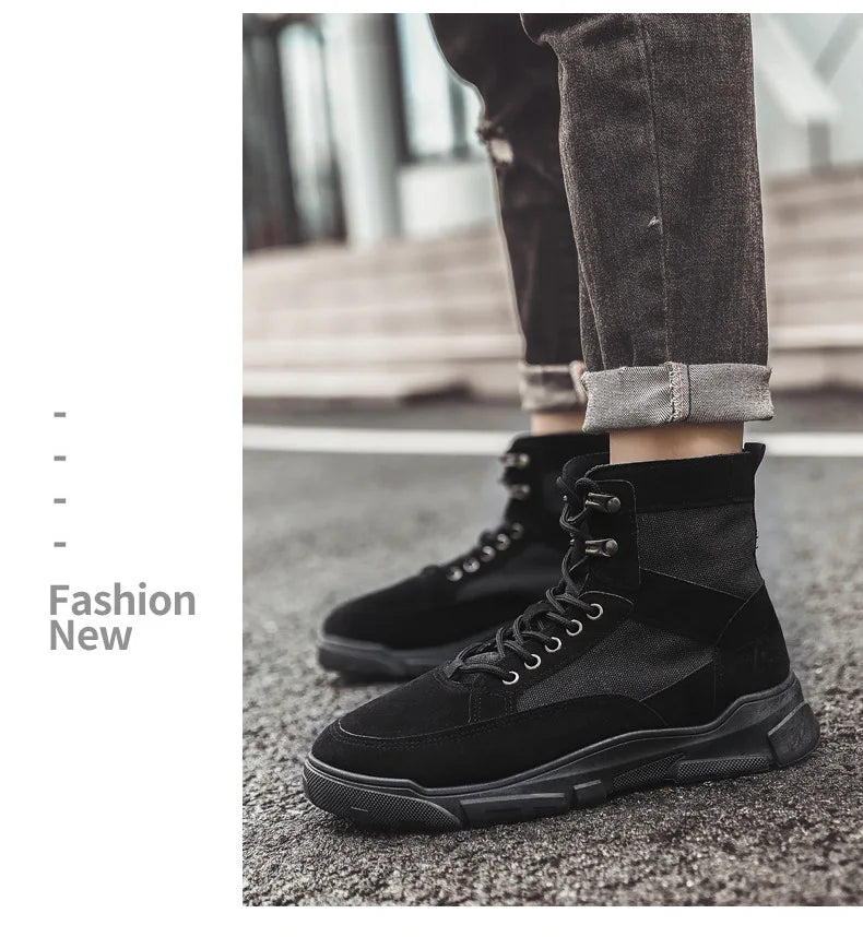 Outdoor Training Men's Tactical Boots High-Top Desert Shoes Camouflage Climbing Hiking Shoes for Men Canvas Platform Ankle Boots