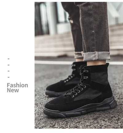 Outdoor Training Men's Tactical Boots High-Top Desert Shoes Camouflage Climbing Hiking Shoes for Men Canvas Platform Ankle Boots