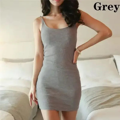 2025 Summer Dress For Women Sexy Backless Basic White Vestidos Sleeveless Slim Vest Classic Dress Strap Solid Party Club Dress